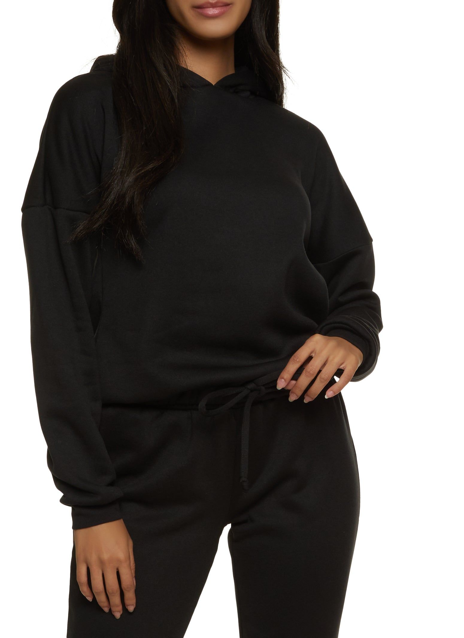 Drop Shoulder Drawstring Hem Pullover Hoodie sold by Rainbow