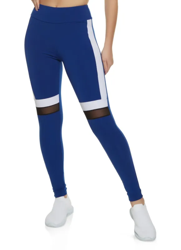 Color Block Mesh Detail Leggings sold by Rainbow