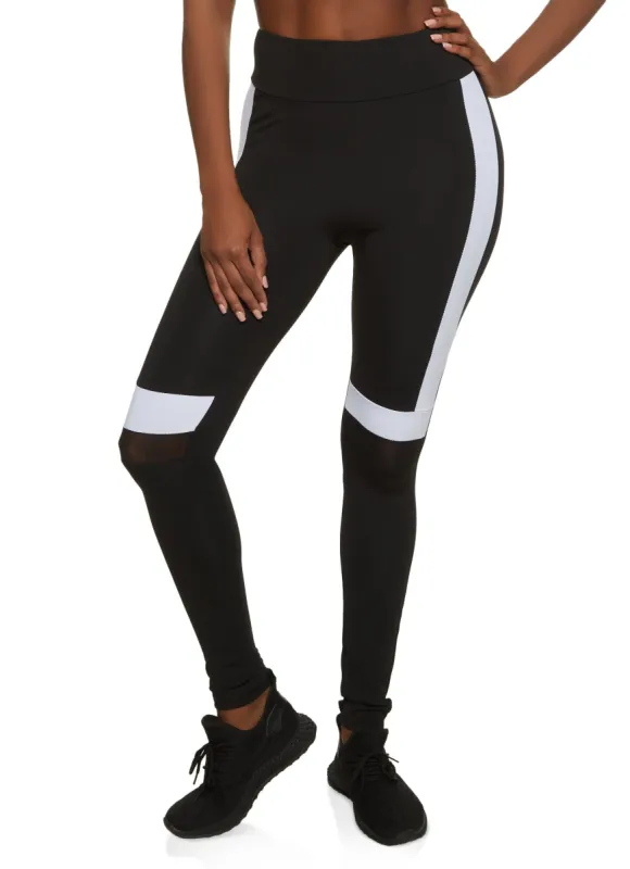 Color Block Mesh Detail Leggings sold by Rainbow