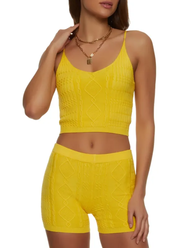 Cable Knit Cropped Cami sold by Rainbow