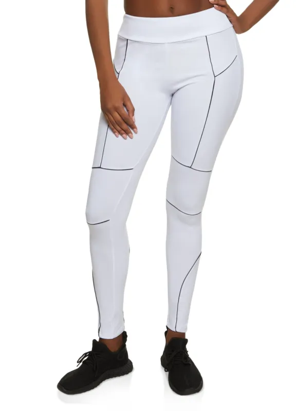High Waist Contrast Piping Leggings sold by Rainbow