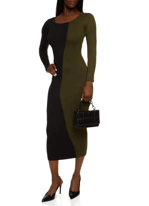 Color Block Scoop Neck Maxi Dress made by Rainbow