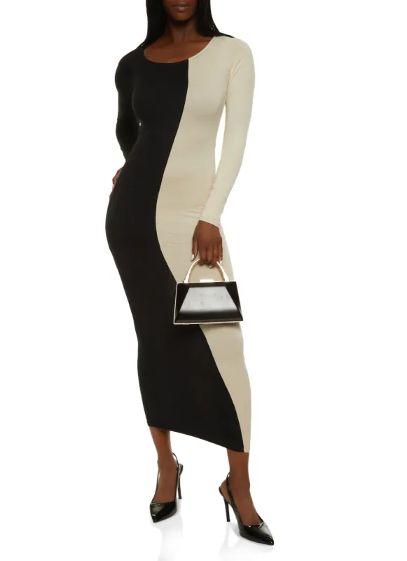 Color Block Scoop Neck Maxi Dress made by Rainbow