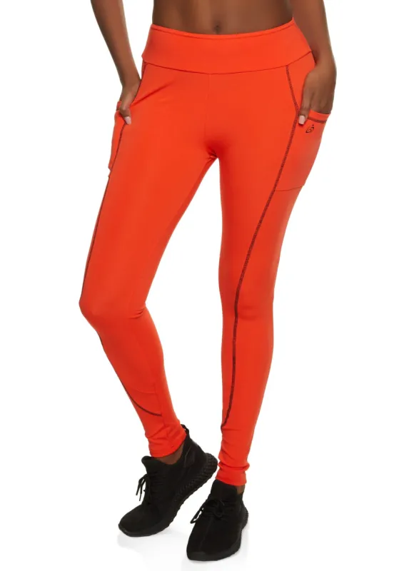 Contrast Stitch Cell Phone Pocket Leggings sold by Rainbow