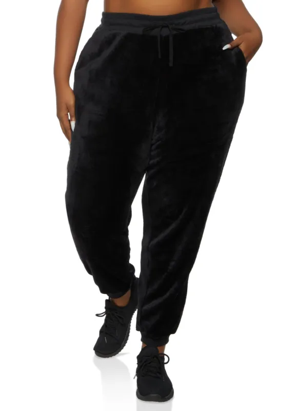 Plus Size Solid Plush Drawstring Joggers sold by Rainbow