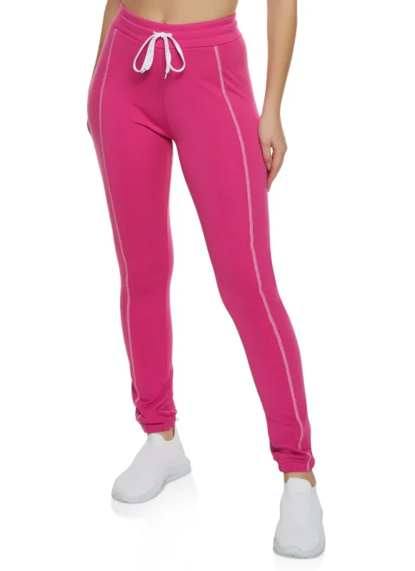 Contrast Piping Fleece Joggers sold by Rainbow