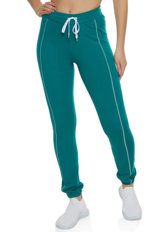 Contrast Piping Fleece Joggers sold by Rainbow