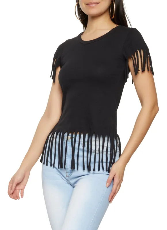 Fringe Hem Tee sold by Rainbow