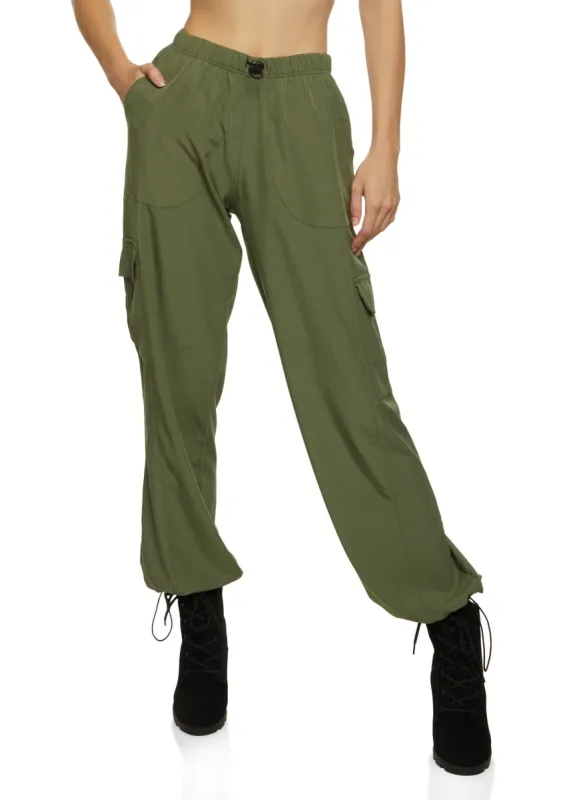 Drawstring Hem Parachute Cargo Pants sold by Rainbow