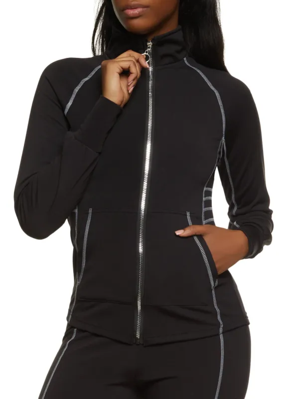 Contrast Piping Zip Up Track Jacket sold by Rainbow