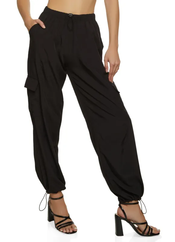 Drawstring Hem Parachute Cargo Pants sold by Rainbow