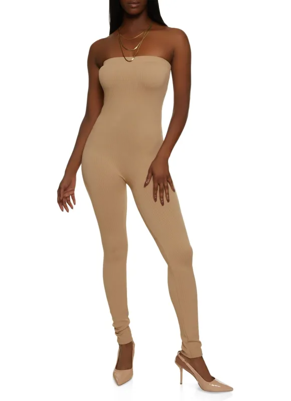 Strapless Ribbed Knit Catsuit sold by Rainbow