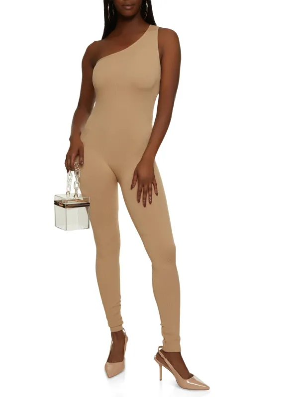 Ribbed Knit One Shoulder Catsuit sold by Rainbow