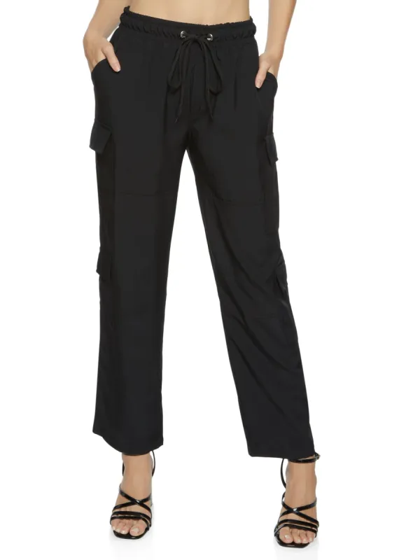 Flap Pocket Drawstring Waist Parachute Pants sold by Rainbow