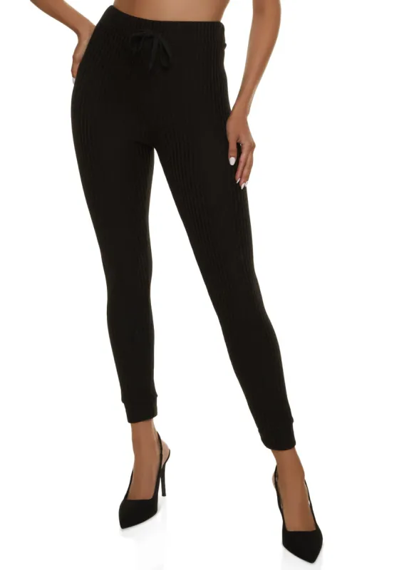 Ribbed Drawstring Leggings sold by Rainbow