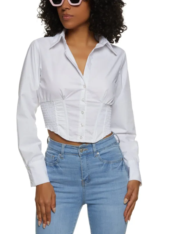 Corset Cropped Button Front Shirt sold by Rainbow