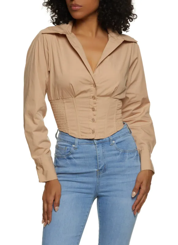 Corset Cropped Button Front Shirt sold by Rainbow
