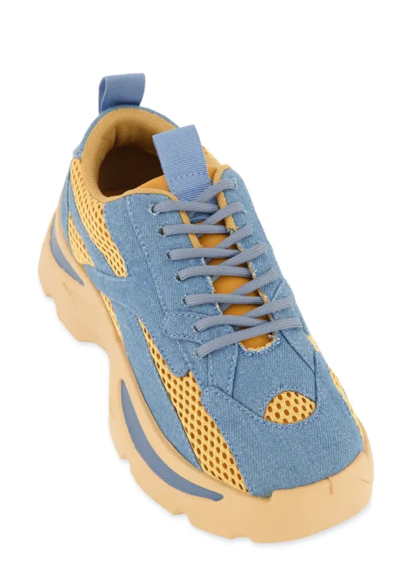 Color Block Lace Up Chunky Sneakers sold by Rainbow