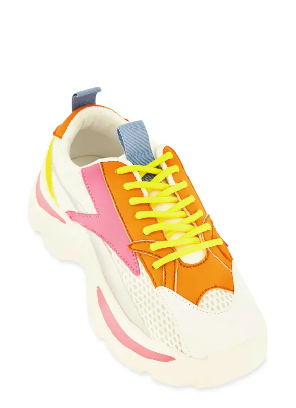 Color Block Lace Up Chunky Sneakers sold by Rainbow