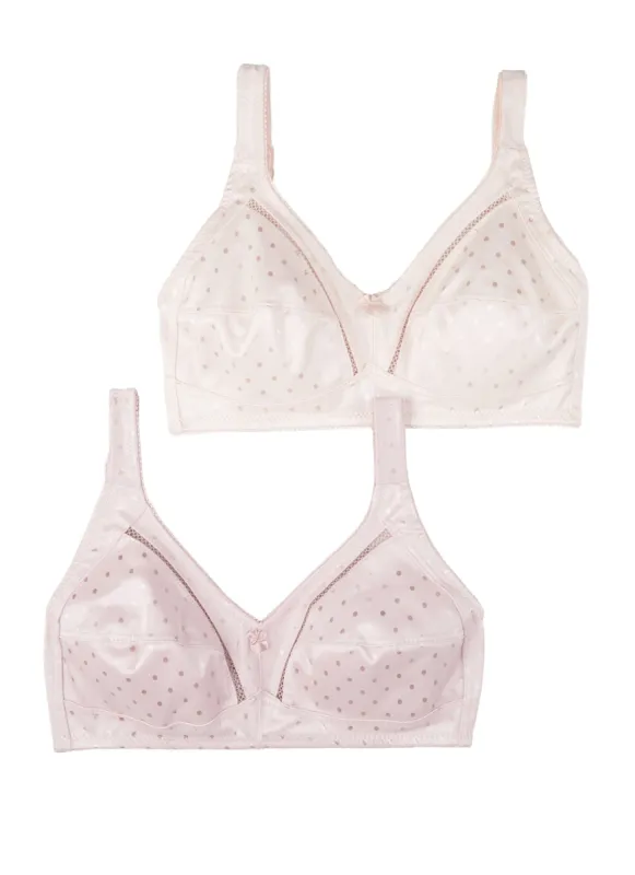 Plus Size 2 Pack Polka Dot Print Wireless Bra made by Rainbow