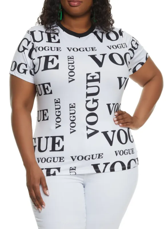 Plus Size Vogue Graphic Print T Shirt sold by Rainbow