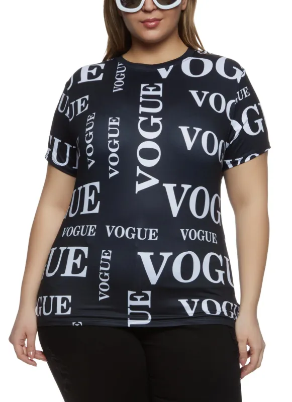 Plus Size Vogue Graphic Print T Shirt sold by Rainbow