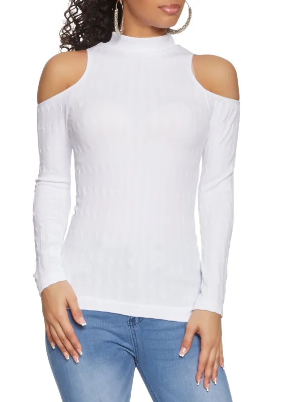Cold Shoulder Mock Neck Top sold by Rainbow