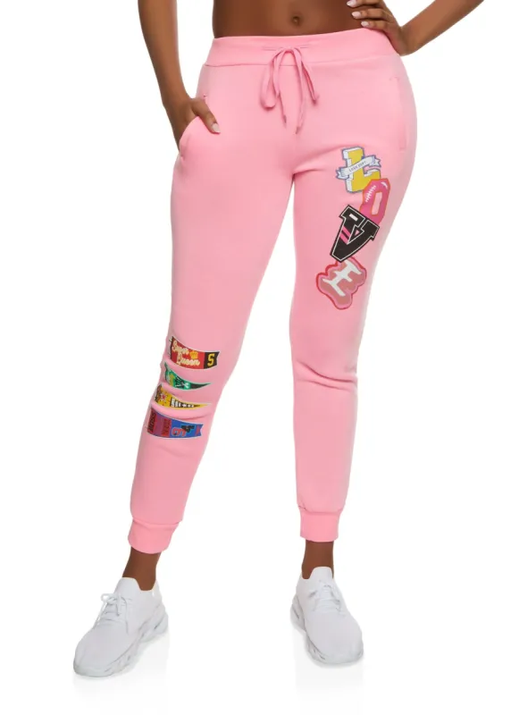 Love Patch Graphic Drawstring Joggers sold by Rainbow