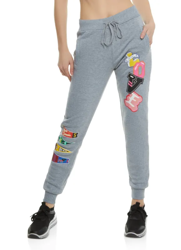Love Patch Graphic Drawstring Joggers sold by Rainbow