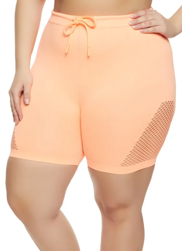 Plus Size Fishnet Laser Cut Shorts sold by Rainbow