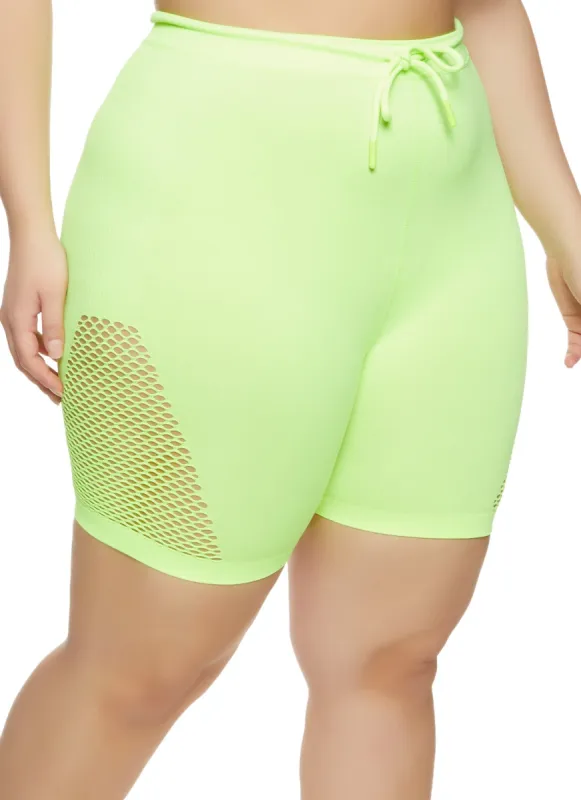 Plus Size Fishnet Laser Cut Shorts sold by Rainbow