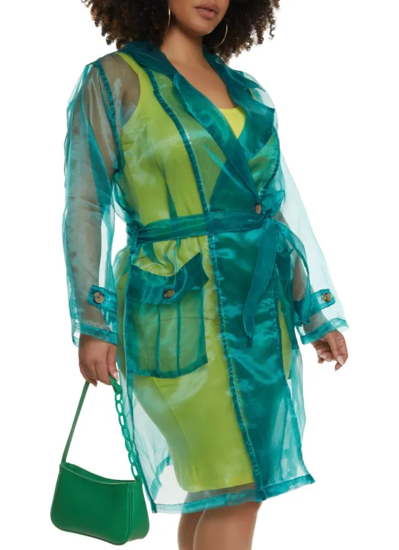 Plus Size Organza Trench Coat sold by Rainbow