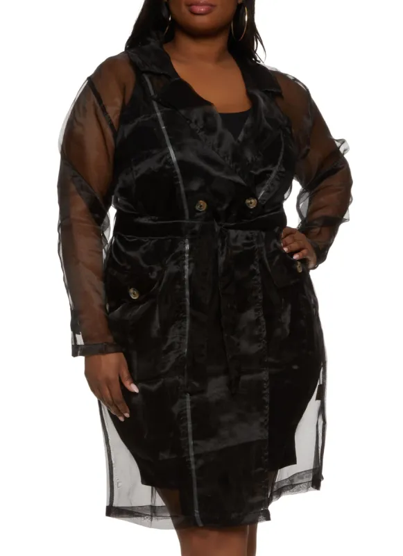 Plus Size Organza Trench Coat sold by Rainbow