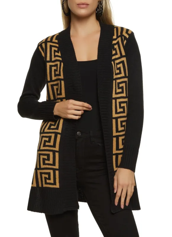 Greek Key Open Front Cardigan sold by Rainbow
