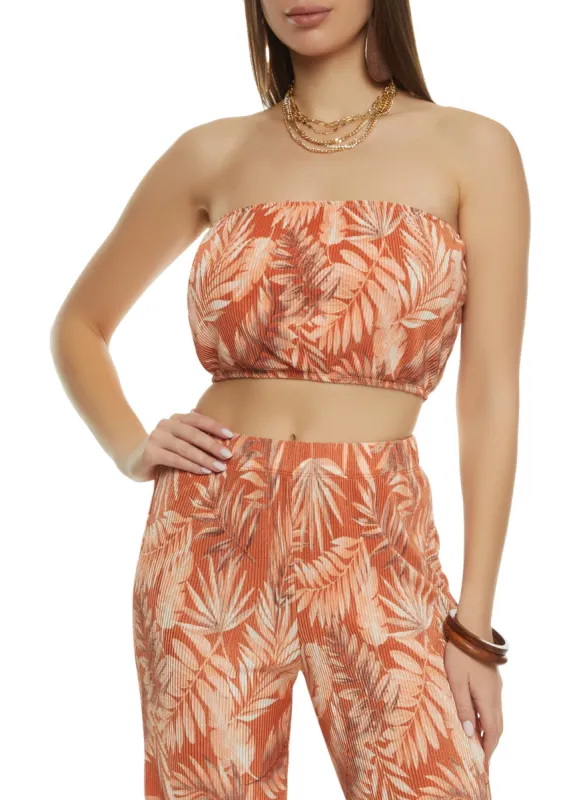 Plisse Palm Printed Tube Top sold by Rainbow