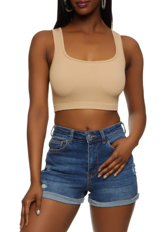 Seamless Rib Knit Crop Top sold by Rainbow