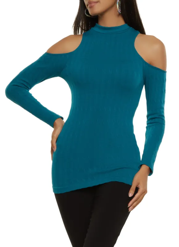 Cold Shoulder Mock Neck Top sold by Rainbow
