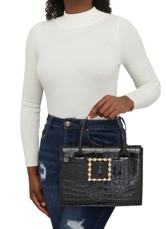 Faux Croc Convertible Mini Handbag sold by Rainbow