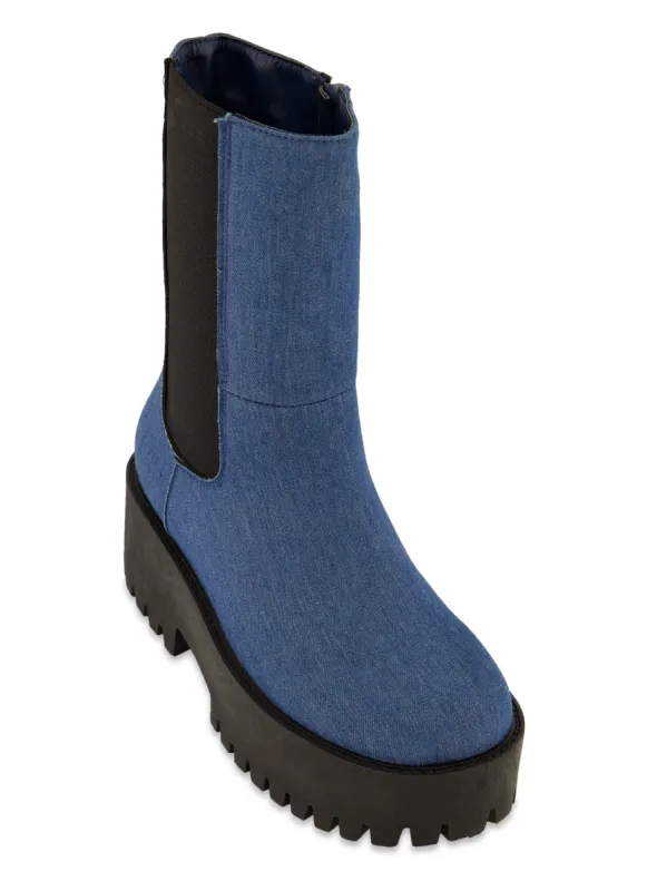 Lug Sole Platform Booties sold by Rainbow