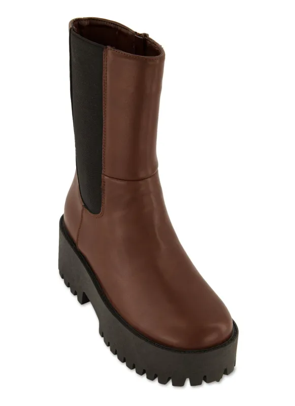 Lug Sole Platform Booties sold by Rainbow