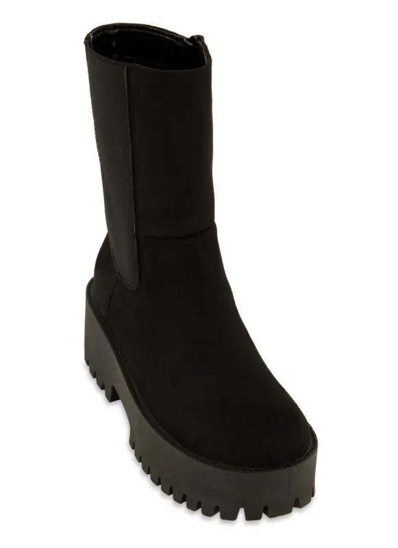 Lug Sole Platform Booties sold by Rainbow