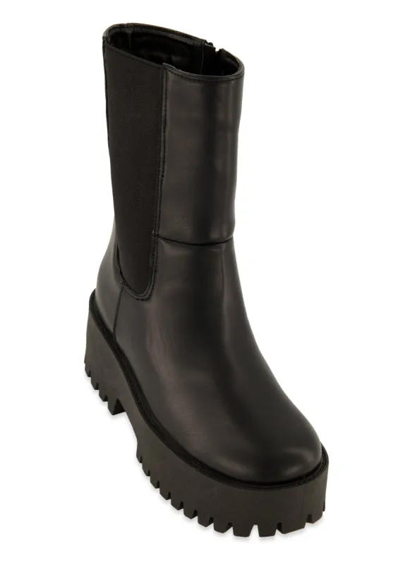 Lug Sole Platform Booties sold by Rainbow