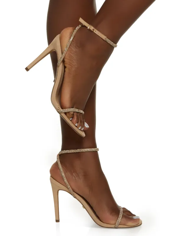 Bebe Rhinestone Ankle Strap Stiletto Heels sold by Rainbow