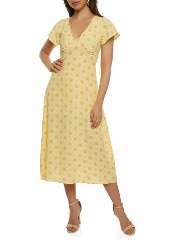 Floral Print Flutter Sleeve Maxi Dress sold by Rainbow