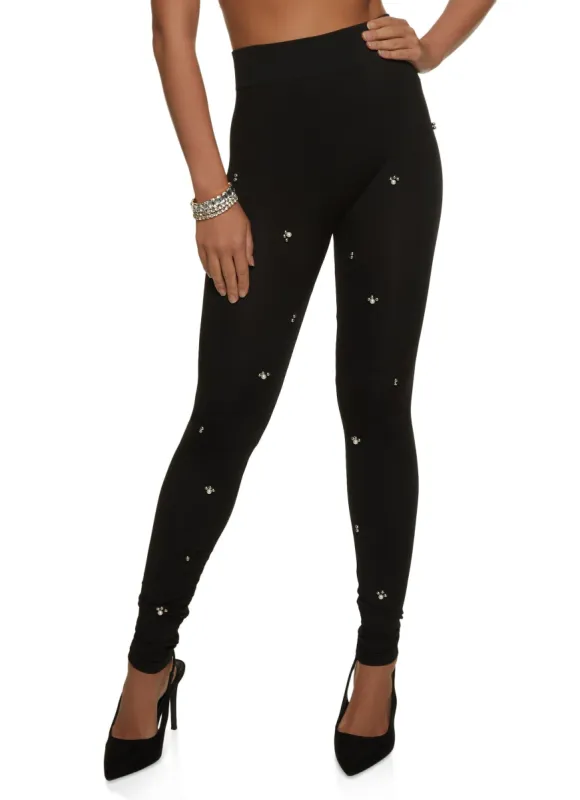 High Waist Faux Pearl Leggings sold by Rainbow