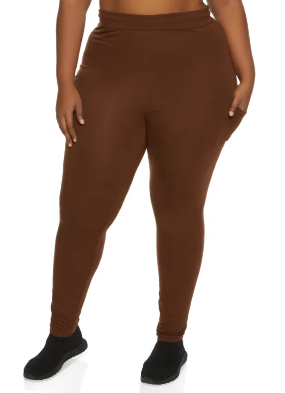 Plus Size High Waist Cargo Pocket Leggings sold by Rainbow