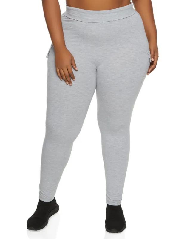 Plus Size High Waist Cargo Pocket Leggings sold by Rainbow