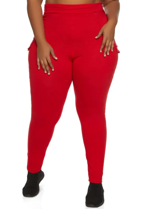 Plus Size High Waist Cargo Pocket Leggings sold by Rainbow