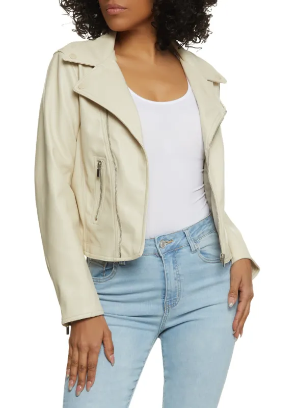 Faux Leather Zip Sleeve Moto Jacket sold by Rainbow