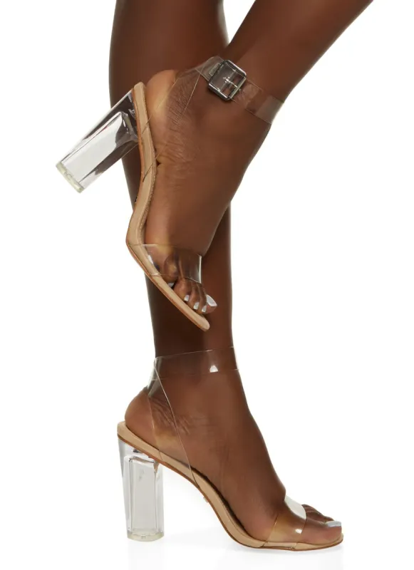 Bebe Clear Ankle Strap High Heels sold by Rainbow